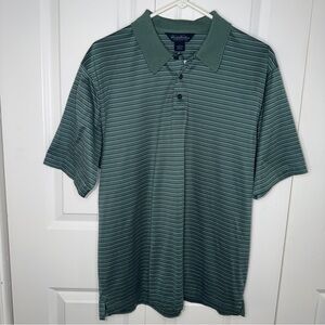 Brooks Brothers Size Large Green Striped Polo Performance Golf Lightweight EUC